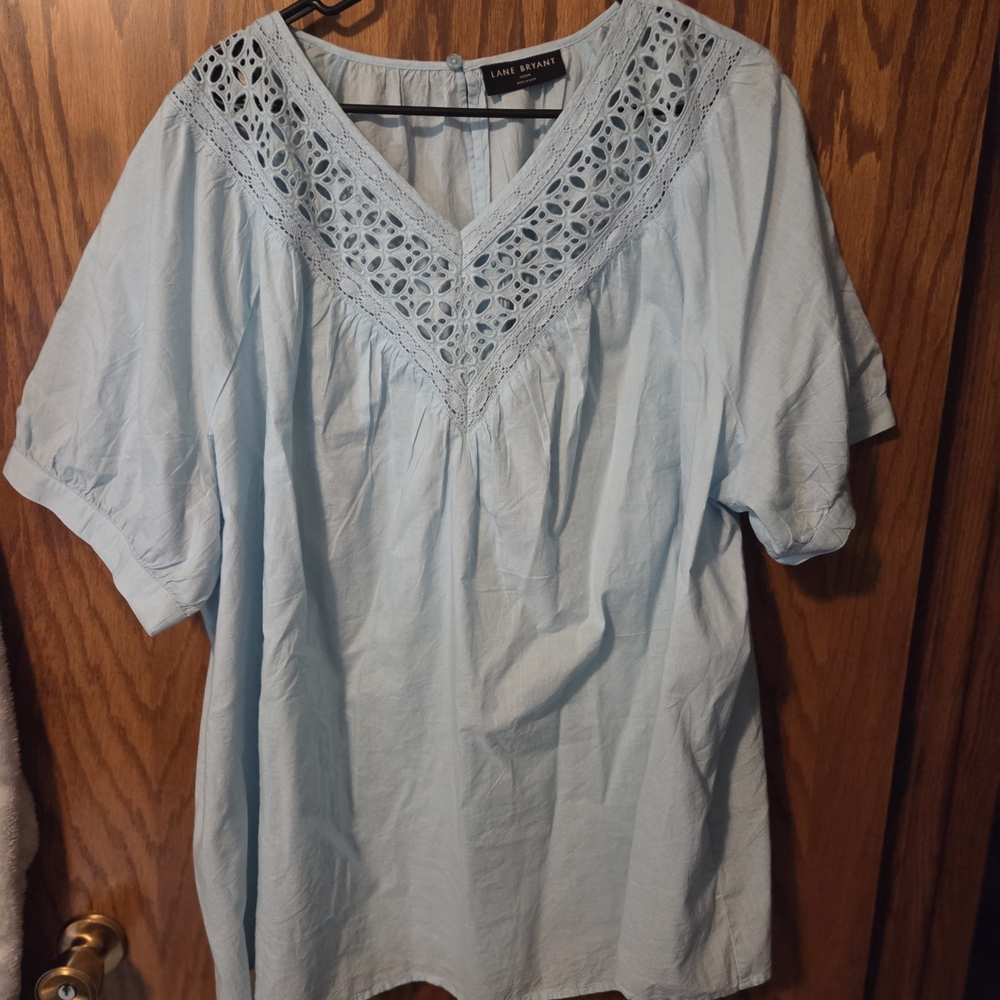Lane Bryant Light Blue Lace Trim Top